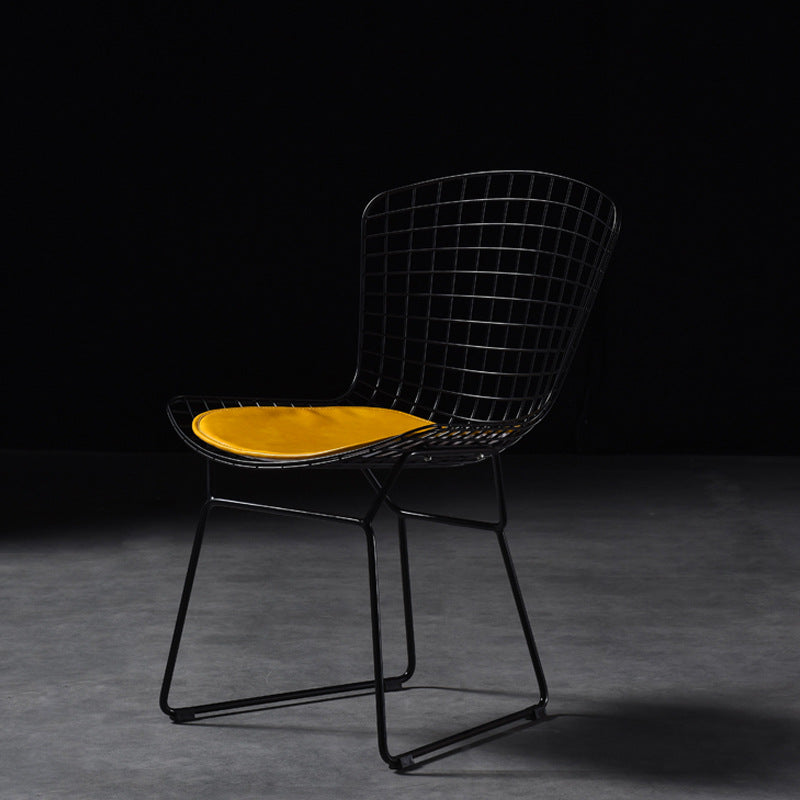 Scandinavian Metal Bedroom Side Chair Cross Back Matte Finish Dining Chair Black Yellow 1 Piece Clearhalo ' kitchen&dining_furn' 'Dining Chairs' 'Dining Tables & Seating' 'dining_chair' 'furn' 'furn_dining_chair' 'Furniture' 'furniture_dining_chair' 'Kitchen & Dining Furniture' 'kitchen' 4038295