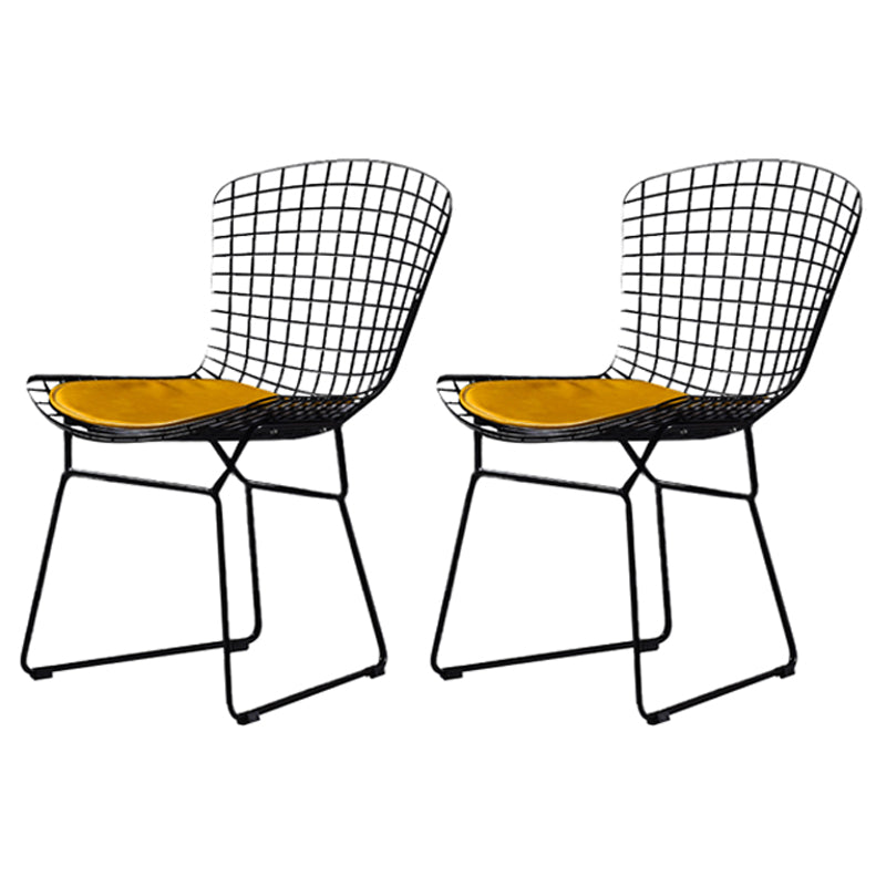 Scandinavian Metal Bedroom Side Chair Cross Back Matte Finish Dining Chair Black Yellow 2 Piece Set Clearhalo ' kitchen&dining_furn' 'Dining Chairs' 'Dining Tables & Seating' 'dining_chair' 'furn' 'furn_dining_chair' 'Furniture' 'furniture_dining_chair' 'Kitchen & Dining Furniture' 'kitchen' 4038296