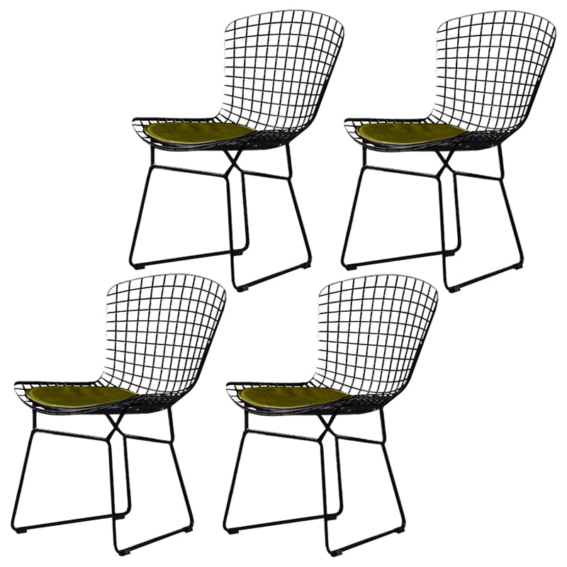 Scandinavian Metal Bedroom Side Chair Cross Back Matte Finish Dining Chair Black Green 4 Piece Set Clearhalo ' kitchen&dining_furn' 'Dining Chairs' 'Dining Tables & Seating' 'dining_chair' 'furn' 'furn_dining_chair' 'Furniture' 'furniture_dining_chair' 'Kitchen & Dining Furniture' 'kitchen' 4038297