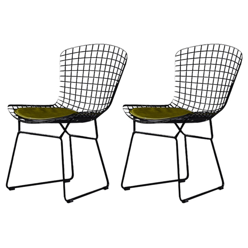 Scandinavian Metal Bedroom Side Chair Cross Back Matte Finish Dining Chair Black Green 2 Piece Set Clearhalo ' kitchen&dining_furn' 'Dining Chairs' 'Dining Tables & Seating' 'dining_chair' 'furn' 'furn_dining_chair' 'Furniture' 'furniture_dining_chair' 'Kitchen & Dining Furniture' 'kitchen' 4038299