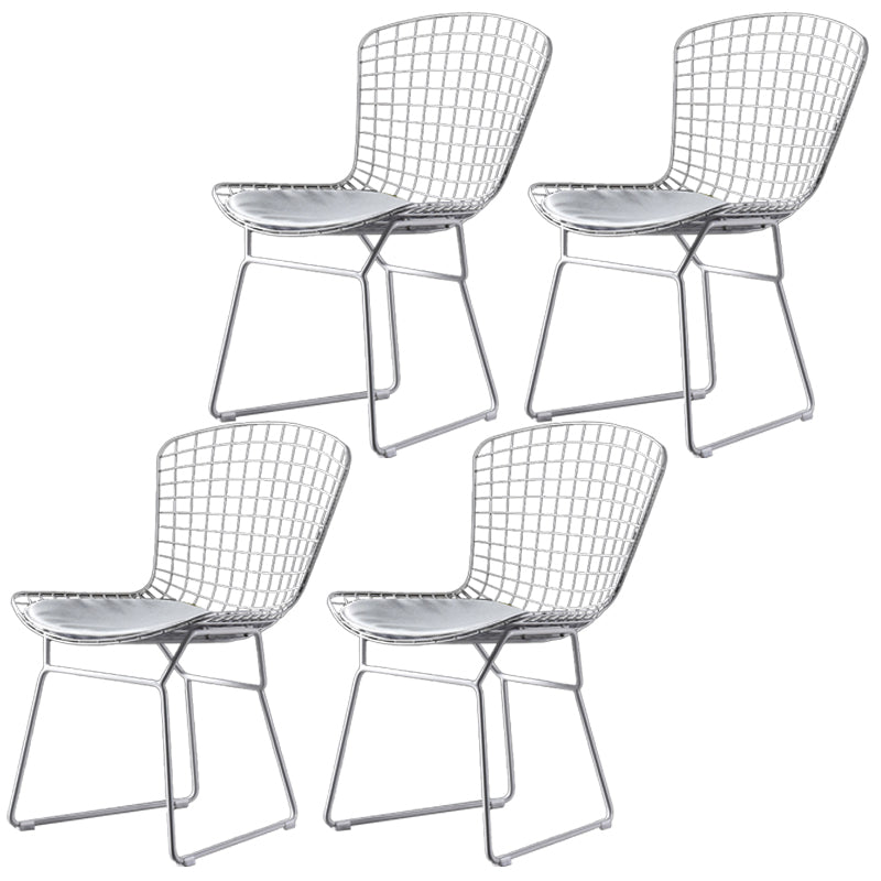 Scandinavian Metal Bedroom Side Chair Cross Back Matte Finish Dining Chair White White 4 Piece Set Clearhalo ' kitchen&dining_furn' 'Dining Chairs' 'Dining Tables & Seating' 'dining_chair' 'furn' 'furn_dining_chair' 'Furniture' 'furniture_dining_chair' 'Kitchen & Dining Furniture' 'kitchen' 4038300