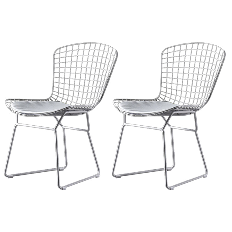 Scandinavian Metal Bedroom Side Chair Cross Back Matte Finish Dining Chair White White 2 Piece Set Clearhalo ' kitchen&dining_furn' 'Dining Chairs' 'Dining Tables & Seating' 'dining_chair' 'furn' 'furn_dining_chair' 'Furniture' 'furniture_dining_chair' 'Kitchen & Dining Furniture' 'kitchen' 4038302