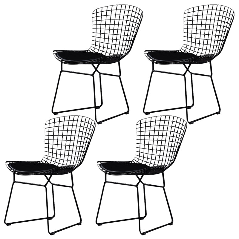 Scandinavian Metal Bedroom Side Chair Cross Back Matte Finish Dining Chair Black Black 4 Piece Set Clearhalo ' kitchen&dining_furn' 'Dining Chairs' 'Dining Tables & Seating' 'dining_chair' 'furn' 'furn_dining_chair' 'Furniture' 'furniture_dining_chair' 'Kitchen & Dining Furniture' 'kitchen' 4038303