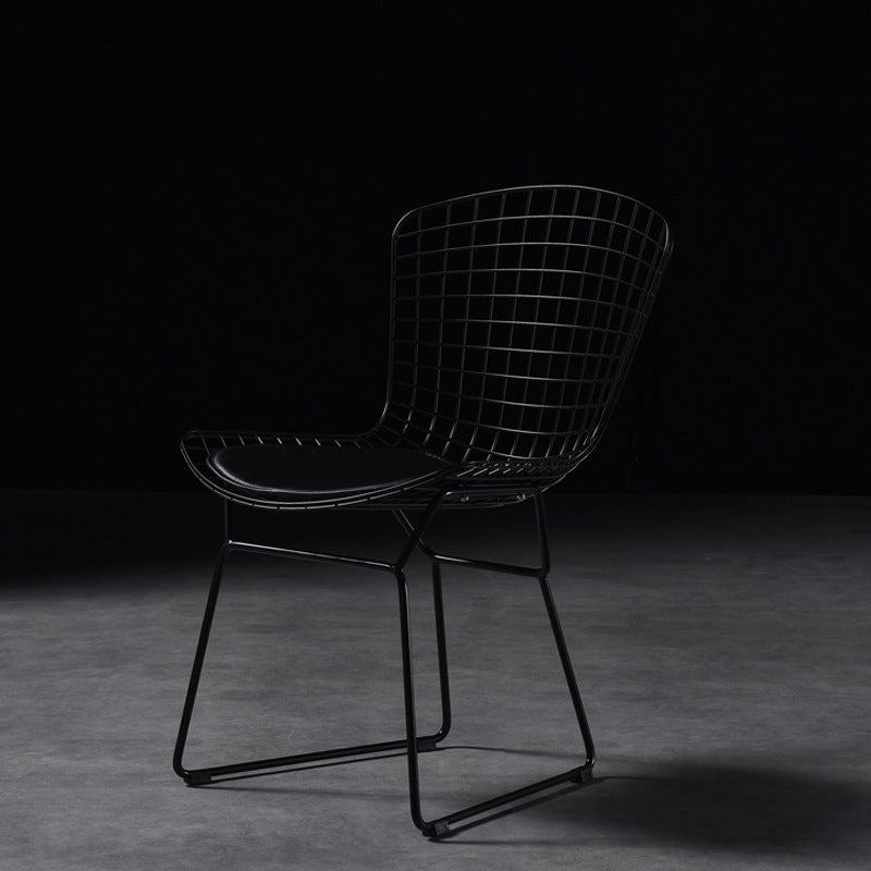 Scandinavian Metal Bedroom Side Chair Cross Back Matte Finish Dining Chair Black Black 1 Piece Clearhalo ' kitchen&dining_furn' 'Dining Chairs' 'Dining Tables & Seating' 'dining_chair' 'furn' 'furn_dining_chair' 'Furniture' 'furniture_dining_chair' 'Kitchen & Dining Furniture' 'kitchen' 4038304