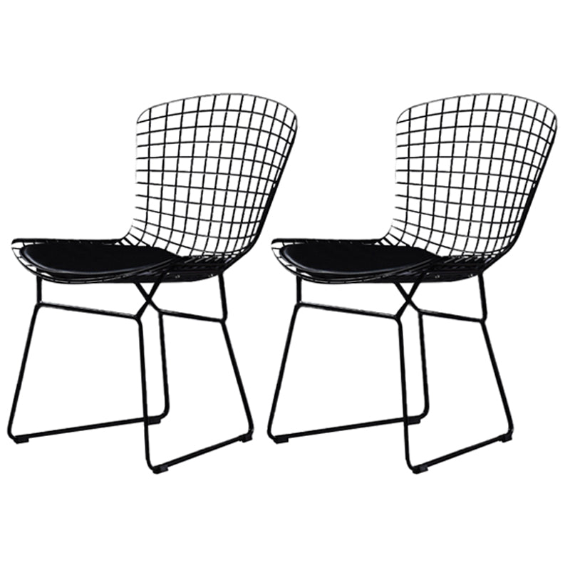 Scandinavian Metal Bedroom Side Chair Cross Back Matte Finish Dining Chair Black Black 2 Piece Set Clearhalo ' kitchen&dining_furn' 'Dining Chairs' 'Dining Tables & Seating' 'dining_chair' 'furn' 'furn_dining_chair' 'Furniture' 'furniture_dining_chair' 'Kitchen & Dining Furniture' 'kitchen' 4038305
