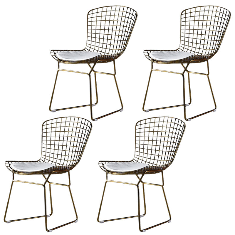 Scandinavian Metal Bedroom Side Chair Cross Back Matte Finish Dining Chair Gold White 4 Piece Set Clearhalo ' kitchen&dining_furn' 'Dining Chairs' 'Dining Tables & Seating' 'dining_chair' 'furn' 'furn_dining_chair' 'Furniture' 'furniture_dining_chair' 'Kitchen & Dining Furniture' 'kitchen' 4038309
