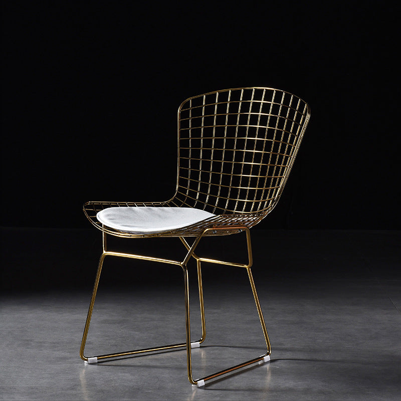 Scandinavian Metal Bedroom Side Chair Cross Back Matte Finish Dining Chair Gold White 1 Piece Clearhalo ' kitchen&dining_furn' 'Dining Chairs' 'Dining Tables & Seating' 'dining_chair' 'furn' 'furn_dining_chair' 'Furniture' 'furniture_dining_chair' 'Kitchen & Dining Furniture' 'kitchen' 4038310