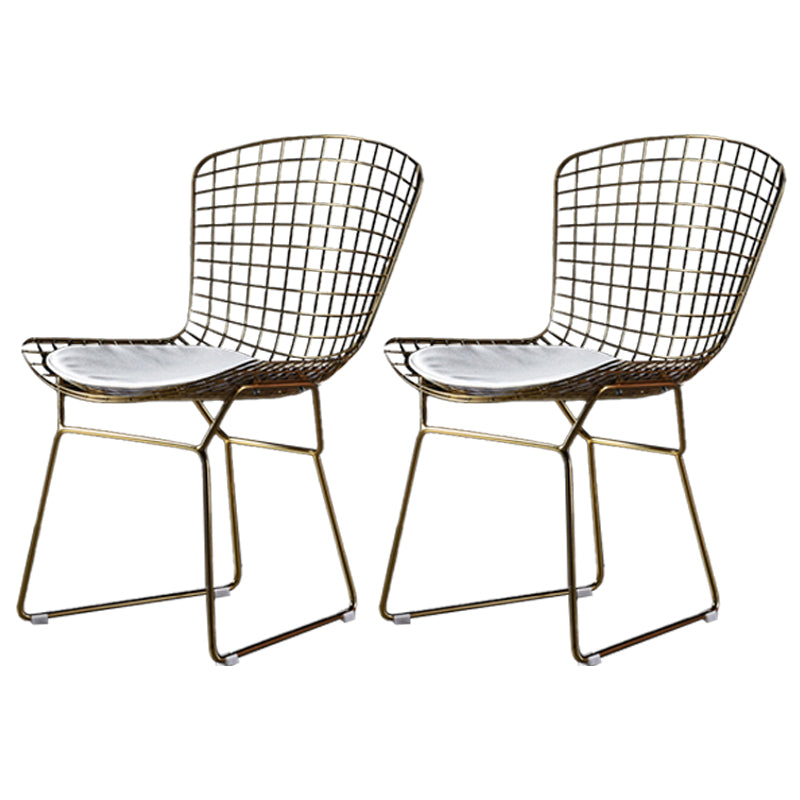 Scandinavian Metal Bedroom Side Chair Cross Back Matte Finish Dining Chair Gold White 2 Piece Set Clearhalo ' kitchen&dining_furn' 'Dining Chairs' 'Dining Tables & Seating' 'dining_chair' 'furn' 'furn_dining_chair' 'Furniture' 'furniture_dining_chair' 'Kitchen & Dining Furniture' 'kitchen' 4038311