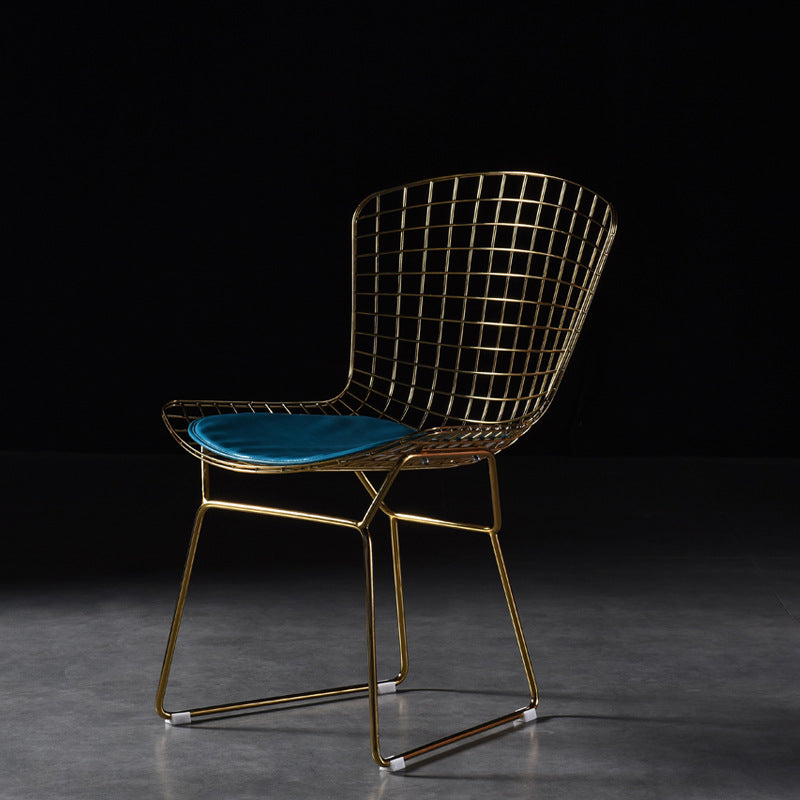 Scandinavian Metal Bedroom Side Chair Cross Back Matte Finish Dining Chair Gold Blue 1 Piece Clearhalo ' kitchen&dining_furn' 'Dining Chairs' 'Dining Tables & Seating' 'dining_chair' 'furn' 'furn_dining_chair' 'Furniture' 'furniture_dining_chair' 'Kitchen & Dining Furniture' 'kitchen' 4038313