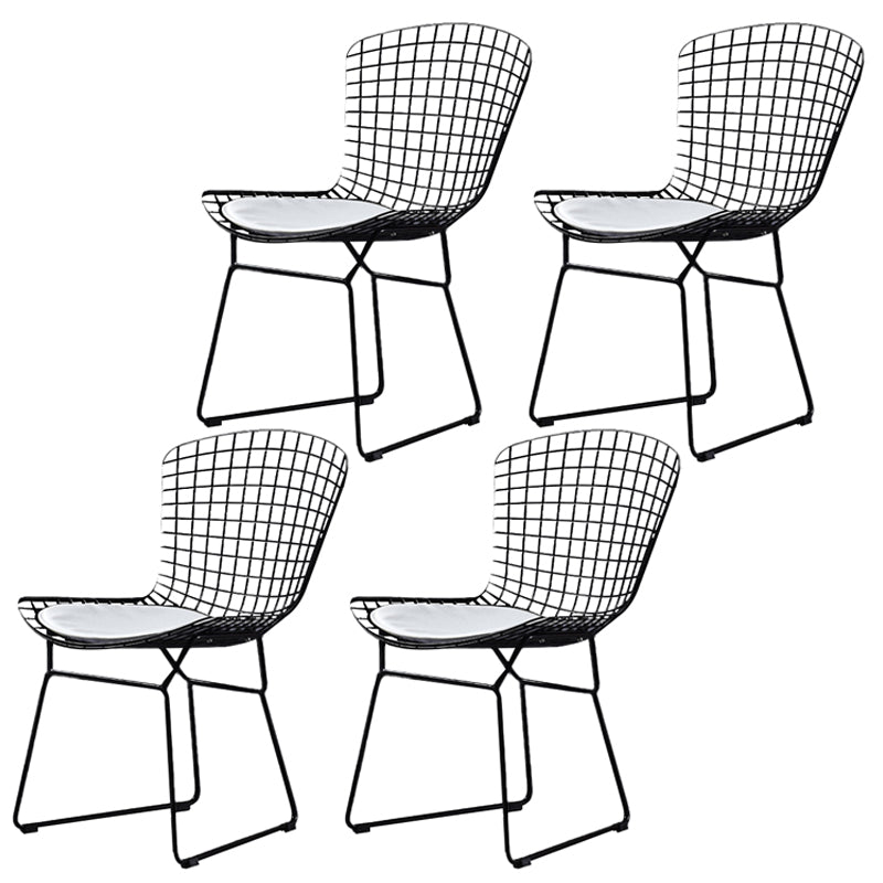 Scandinavian Metal Bedroom Side Chair Cross Back Matte Finish Dining Chair Black White 4 Piece Set Clearhalo ' kitchen&dining_furn' 'Dining Chairs' 'Dining Tables & Seating' 'dining_chair' 'furn' 'furn_dining_chair' 'Furniture' 'furniture_dining_chair' 'Kitchen & Dining Furniture' 'kitchen' 4038315