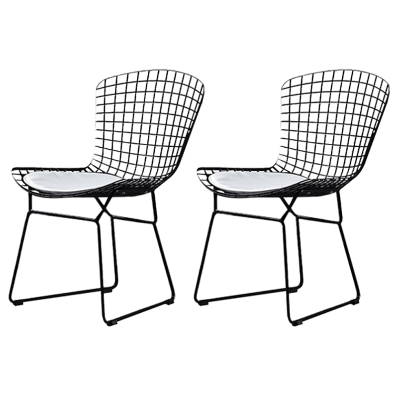 Scandinavian Metal Bedroom Side Chair Cross Back Matte Finish Dining Chair Black White 2 Piece Set Clearhalo ' kitchen&dining_furn' 'Dining Chairs' 'Dining Tables & Seating' 'dining_chair' 'furn' 'furn_dining_chair' 'Furniture' 'furniture_dining_chair' 'Kitchen & Dining Furniture' 'kitchen' 4038317