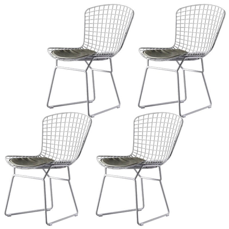Scandinavian Metal Bedroom Side Chair Cross Back Matte Finish Dining Chair White Gray 4 Piece Set Clearhalo ' kitchen&dining_furn' 'Dining Chairs' 'Dining Tables & Seating' 'dining_chair' 'furn' 'furn_dining_chair' 'Furniture' 'furniture_dining_chair' 'Kitchen & Dining Furniture' 'kitchen' 4038318