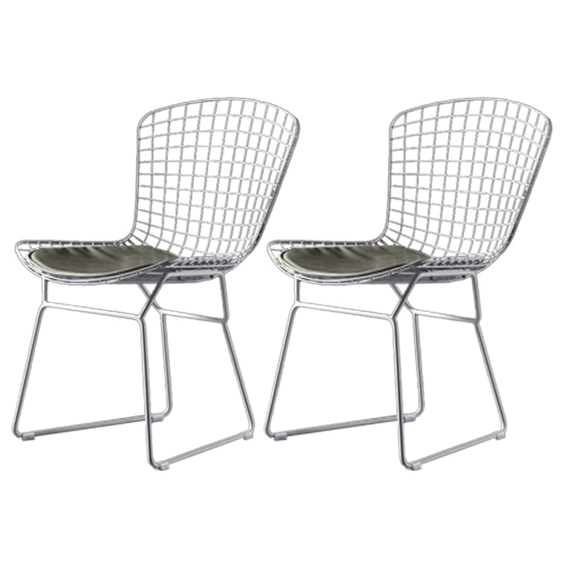 Scandinavian Metal Bedroom Side Chair Cross Back Matte Finish Dining Chair White Gray 2 Piece Set Clearhalo ' kitchen&dining_furn' 'Dining Chairs' 'Dining Tables & Seating' 'dining_chair' 'furn' 'furn_dining_chair' 'Furniture' 'furniture_dining_chair' 'Kitchen & Dining Furniture' 'kitchen' 4038320