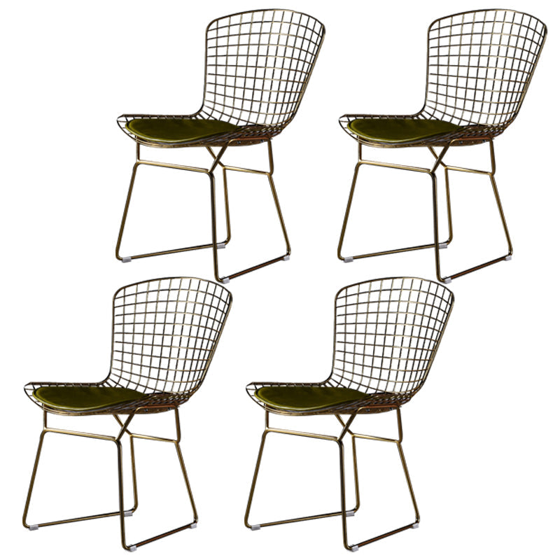 Scandinavian Metal Bedroom Side Chair Cross Back Matte Finish Dining Chair Gold Green 4 Piece Set Clearhalo ' kitchen&dining_furn' 'Dining Chairs' 'Dining Tables & Seating' 'dining_chair' 'furn' 'furn_dining_chair' 'Furniture' 'furniture_dining_chair' 'Kitchen & Dining Furniture' 'kitchen' 4038321