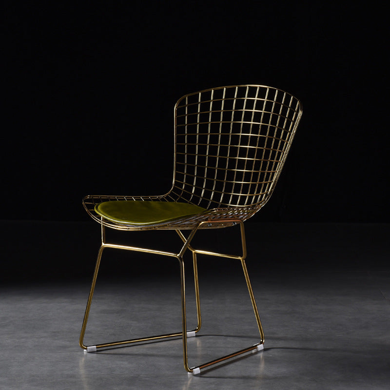 Scandinavian Metal Bedroom Side Chair Cross Back Matte Finish Dining Chair Gold Green 1 Piece Clearhalo ' kitchen&dining_furn' 'Dining Chairs' 'Dining Tables & Seating' 'dining_chair' 'furn' 'furn_dining_chair' 'Furniture' 'furniture_dining_chair' 'Kitchen & Dining Furniture' 'kitchen' 4038322