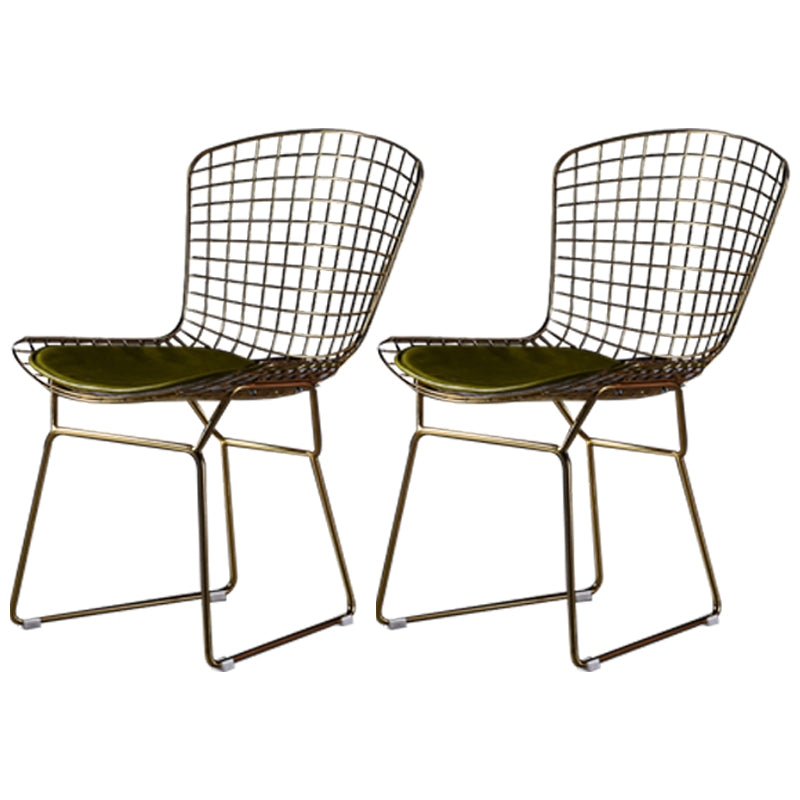 Scandinavian Metal Bedroom Side Chair Cross Back Matte Finish Dining Chair Gold Green 2 Piece Set Clearhalo ' kitchen&dining_furn' 'Dining Chairs' 'Dining Tables & Seating' 'dining_chair' 'furn' 'furn_dining_chair' 'Furniture' 'furniture_dining_chair' 'Kitchen & Dining Furniture' 'kitchen' 4038323