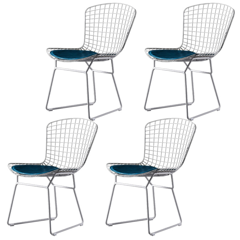 Scandinavian Metal Bedroom Side Chair Cross Back Matte Finish Dining Chair White Blue 4 Piece Set Clearhalo ' kitchen&dining_furn' 'Dining Chairs' 'Dining Tables & Seating' 'dining_chair' 'furn' 'furn_dining_chair' 'Furniture' 'furniture_dining_chair' 'Kitchen & Dining Furniture' 'kitchen' 4038324
