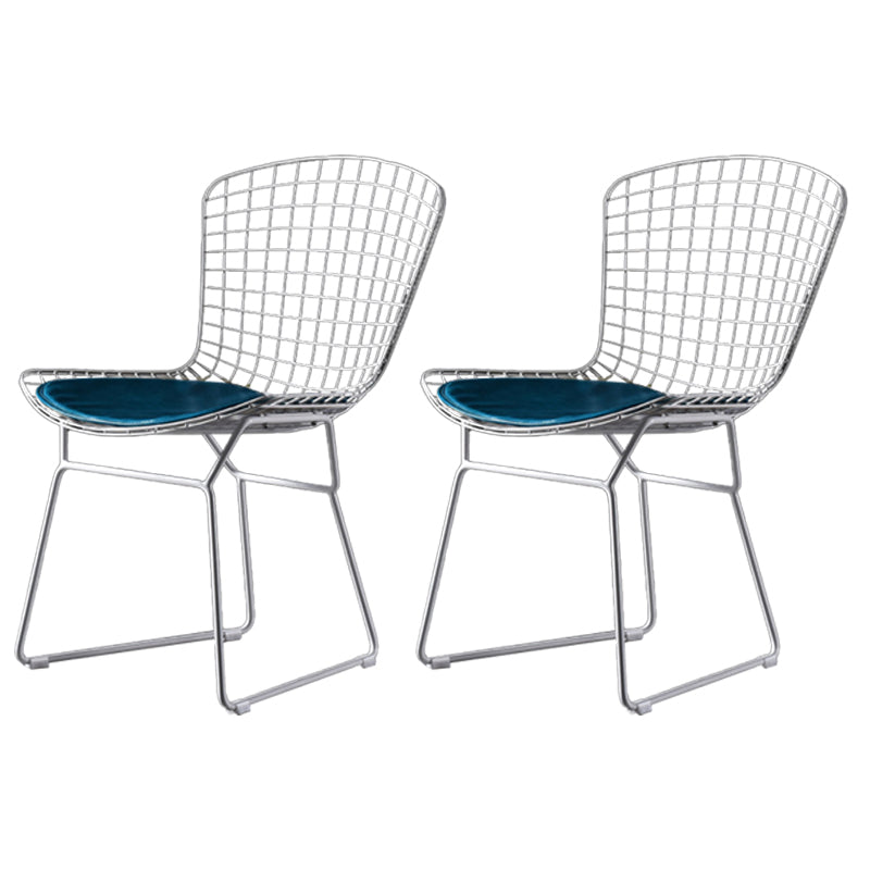 Scandinavian Metal Bedroom Side Chair Cross Back Matte Finish Dining Chair White Blue 2 Piece Set Clearhalo ' kitchen&dining_furn' 'Dining Chairs' 'Dining Tables & Seating' 'dining_chair' 'furn' 'furn_dining_chair' 'Furniture' 'furniture_dining_chair' 'Kitchen & Dining Furniture' 'kitchen' 4038326