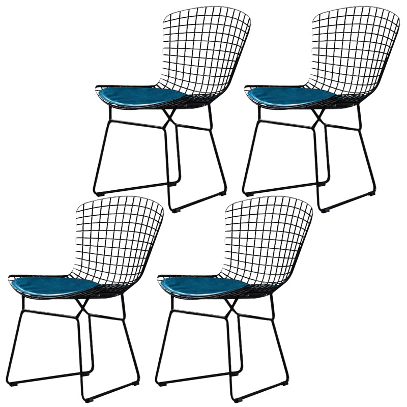 Scandinavian Metal Bedroom Side Chair Cross Back Matte Finish Dining Chair Black Blue 4 Piece Set Clearhalo ' kitchen&dining_furn' 'Dining Chairs' 'Dining Tables & Seating' 'dining_chair' 'furn' 'furn_dining_chair' 'Furniture' 'furniture_dining_chair' 'Kitchen & Dining Furniture' 'kitchen' 4038327