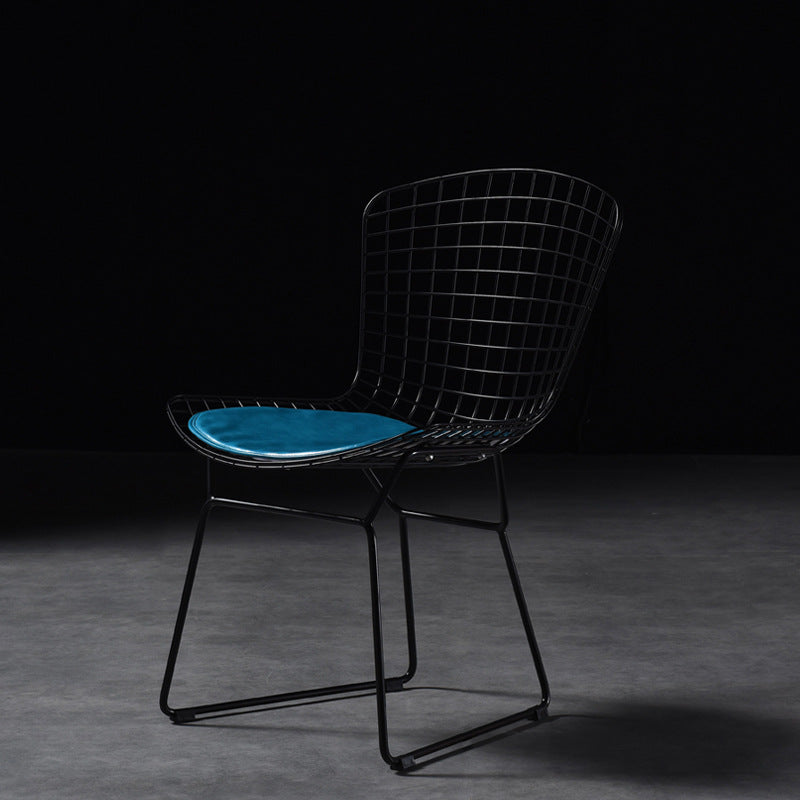Scandinavian Metal Bedroom Side Chair Cross Back Matte Finish Dining Chair Black Blue 1 Piece Clearhalo ' kitchen&dining_furn' 'Dining Chairs' 'Dining Tables & Seating' 'dining_chair' 'furn' 'furn_dining_chair' 'Furniture' 'furniture_dining_chair' 'Kitchen & Dining Furniture' 'kitchen' 4038328