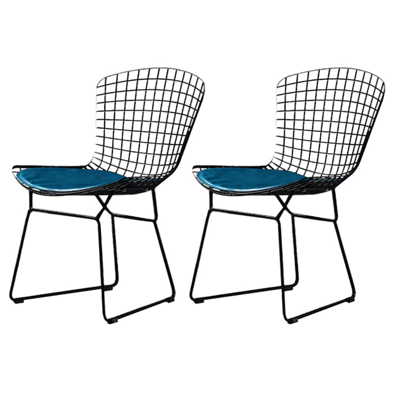 Scandinavian Metal Bedroom Side Chair Cross Back Matte Finish Dining Chair Black Blue 2 Piece Set Clearhalo ' kitchen&dining_furn' 'Dining Chairs' 'Dining Tables & Seating' 'dining_chair' 'furn' 'furn_dining_chair' 'Furniture' 'furniture_dining_chair' 'Kitchen & Dining Furniture' 'kitchen' 4038329