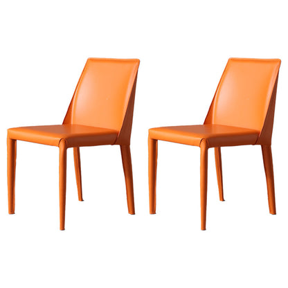 Designer Style Saddle Leather Home Side Chair Parsons Matte Finish Dining Chair(Set of 2) Orange Clearhalo ' kitchen&dining_furn' 'Dining Chairs' 'Dining Tables & Seating' 'dining_chair' 'Furniture' 'furniture_dining_chair' 'Kitchen & Dining Furniture' 'kitchen' 4038360