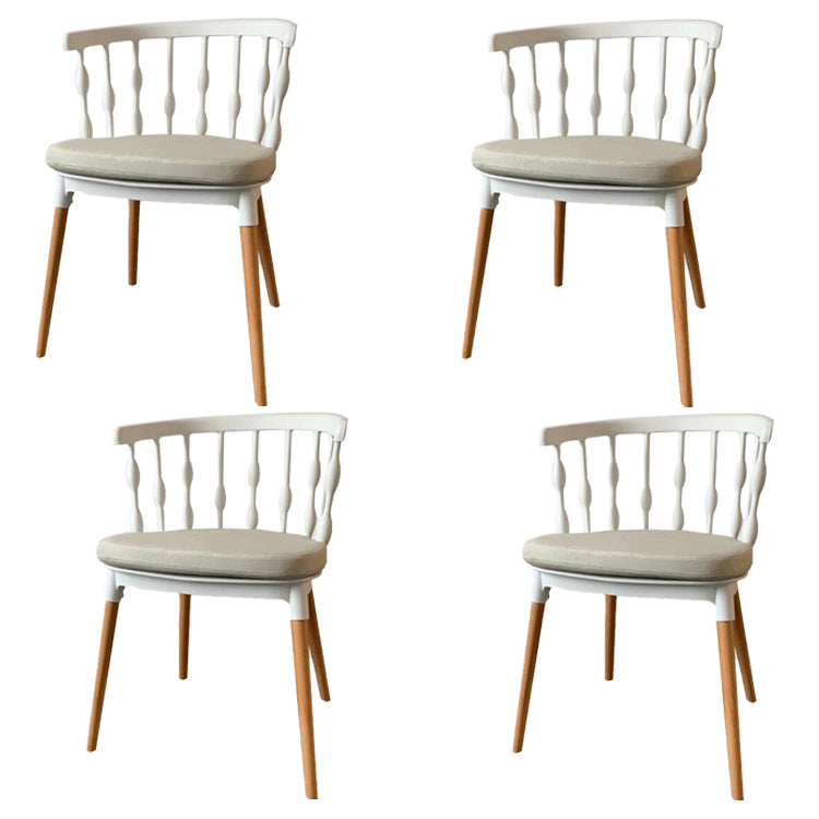 Scandinavian Beech Windsor Back Side Chair Candy Colors Wood Dining Chair (Set of 4) White Clearhalo ' kitchen&dining_furn' 'Dining Chairs' 'Dining Tables & Seating' 'dining_chair' 'furn' 'furn_dining_chair' 'Furniture' 'furniture_dining_chair' 'Kitchen & Dining Furniture' 'kitchen' 4038374