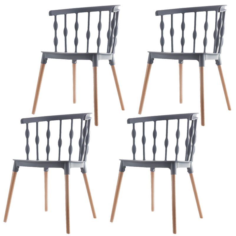 Scandinavian Beech Windsor Back Side Chair Candy Colors Wood Dining Chair (Set of 4) Light Gray Clearhalo ' kitchen&dining_furn' 'Dining Chairs' 'Dining Tables & Seating' 'dining_chair' 'furn' 'furn_dining_chair' 'Furniture' 'furniture_dining_chair' 'Kitchen & Dining Furniture' 'kitchen' 4038376