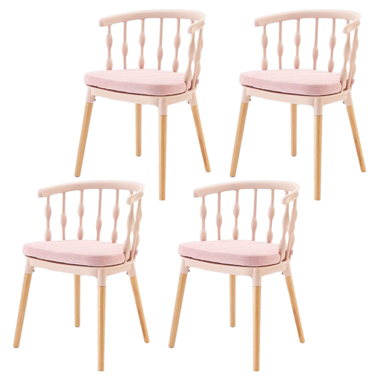 Scandinavian Beech Windsor Back Side Chair Candy Colors Wood Dining Chair (Set of 4) Light Pink Clearhalo ' kitchen&dining_furn' 'Dining Chairs' 'Dining Tables & Seating' 'dining_chair' 'furn' 'furn_dining_chair' 'Furniture' 'furniture_dining_chair' 'Kitchen & Dining Furniture' 'kitchen' 4038377