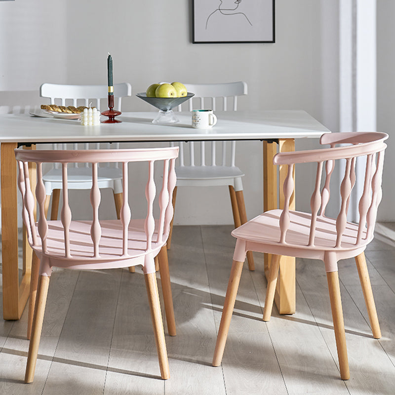 Scandinavian Beech Windsor Back Side Chair Candy Colors Wood Dining Chair (Set of 4) Clearhalo ' kitchen&dining_furn' 'Dining Chairs' 'Dining Tables & Seating' 'dining_chair' 'furn' 'furn_dining_chair' 'Furniture' 'furniture_dining_chair' 'Kitchen & Dining Furniture' 'kitchen' 4038378
