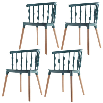Scandinavian Beech Windsor Back Side Chair Candy Colors Wood Dining Chair (Set of 4) Green Clearhalo ' kitchen&dining_furn' 'Dining Chairs' 'Dining Tables & Seating' 'dining_chair' 'furn' 'furn_dining_chair' 'Furniture' 'furniture_dining_chair' 'Kitchen & Dining Furniture' 'kitchen' 4038379