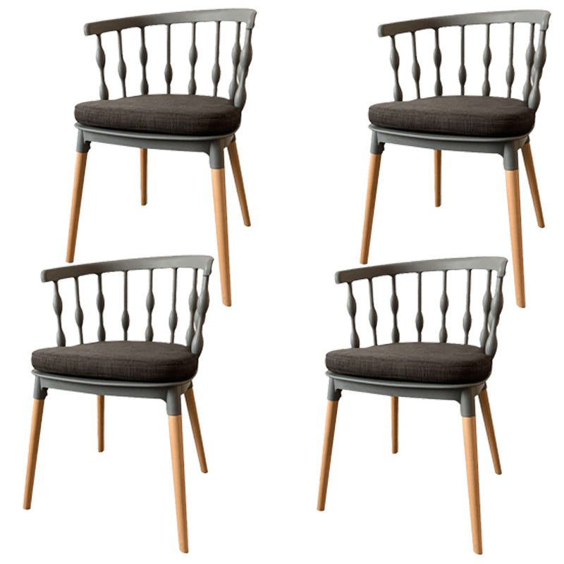 Scandinavian Beech Windsor Back Side Chair Candy Colors Wood Dining Chair (Set of 4) Grey Clearhalo ' kitchen&dining_furn' 'Dining Chairs' 'Dining Tables & Seating' 'dining_chair' 'furn' 'furn_dining_chair' 'Furniture' 'furniture_dining_chair' 'Kitchen & Dining Furniture' 'kitchen' 4038381