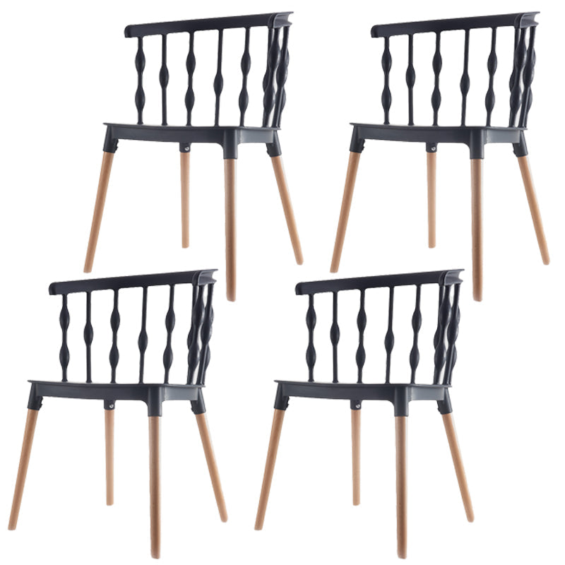Scandinavian Beech Windsor Back Side Chair Candy Colors Wood Dining Chair (Set of 4) Matte Black Clearhalo ' kitchen&dining_furn' 'Dining Chairs' 'Dining Tables & Seating' 'dining_chair' 'furn' 'furn_dining_chair' 'Furniture' 'furniture_dining_chair' 'Kitchen & Dining Furniture' 'kitchen' 4038383
