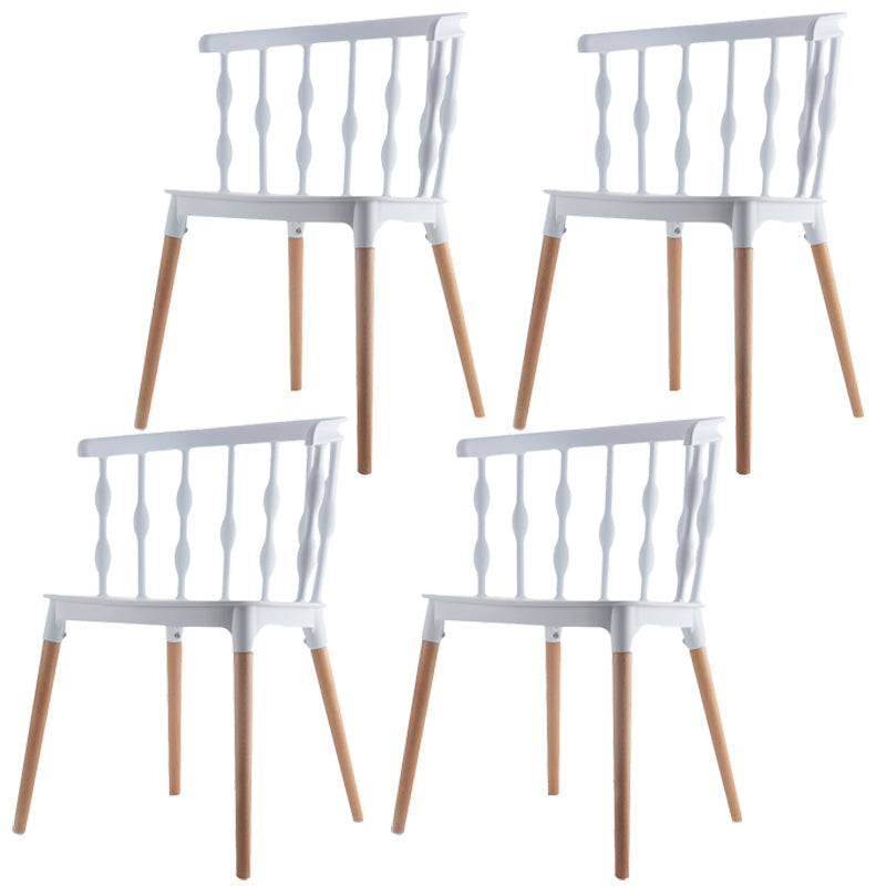 Scandinavian Beech Windsor Back Side Chair Candy Colors Wood Dining Chair (Set of 4) Gloss White Clearhalo ' kitchen&dining_furn' 'Dining Chairs' 'Dining Tables & Seating' 'dining_chair' 'furn' 'furn_dining_chair' 'Furniture' 'furniture_dining_chair' 'Kitchen & Dining Furniture' 'kitchen' 4038386