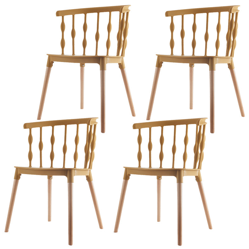 Scandinavian Beech Windsor Back Side Chair Candy Colors Wood Dining Chair (Set of 4) Yellow Clearhalo ' kitchen&dining_furn' 'Dining Chairs' 'Dining Tables & Seating' 'dining_chair' 'furn' 'furn_dining_chair' 'Furniture' 'furniture_dining_chair' 'Kitchen & Dining Furniture' 'kitchen' 4038387