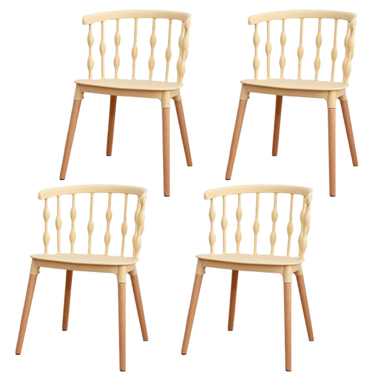 Scandinavian Beech Windsor Back Side Chair Candy Colors Wood Dining Chair (Set of 4) Light Yellow Clearhalo ' kitchen&dining_furn' 'Dining Chairs' 'Dining Tables & Seating' 'dining_chair' 'furn' 'furn_dining_chair' 'Furniture' 'furniture_dining_chair' 'Kitchen & Dining Furniture' 'kitchen' 4038393