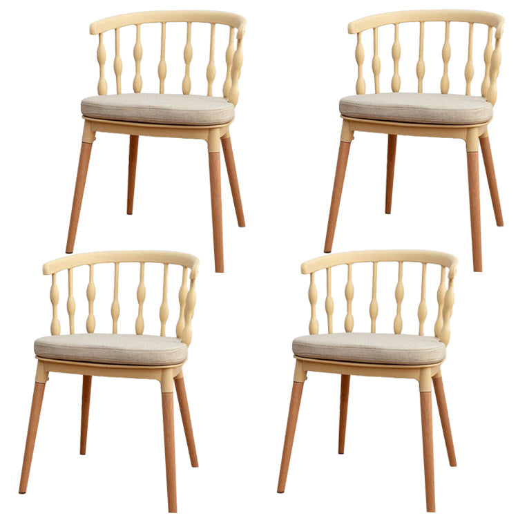 Scandinavian Beech Windsor Back Side Chair Candy Colors Wood Dining Chair (Set of 4) Beige Clearhalo ' kitchen&dining_furn' 'Dining Chairs' 'Dining Tables & Seating' 'dining_chair' 'furn' 'furn_dining_chair' 'Furniture' 'furniture_dining_chair' 'Kitchen & Dining Furniture' 'kitchen' 4038394