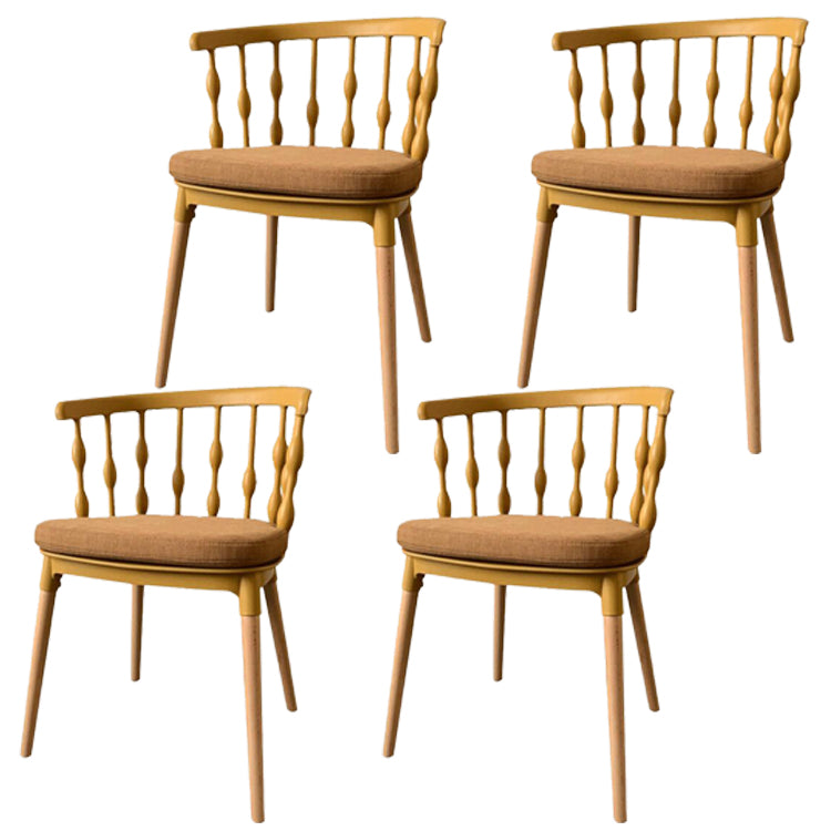 Scandinavian Beech Windsor Back Side Chair Candy Colors Wood Dining Chair (Set of 4) Ginger Clearhalo ' kitchen&dining_furn' 'Dining Chairs' 'Dining Tables & Seating' 'dining_chair' 'furn' 'furn_dining_chair' 'Furniture' 'furniture_dining_chair' 'Kitchen & Dining Furniture' 'kitchen' 4038395
