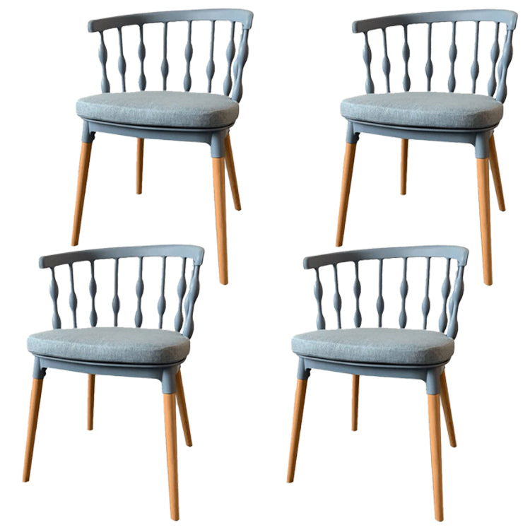 Scandinavian Beech Windsor Back Side Chair Candy Colors Wood Dining Chair (Set of 4) Gray Blue Clearhalo ' kitchen&dining_furn' 'Dining Chairs' 'Dining Tables & Seating' 'dining_chair' 'furn' 'furn_dining_chair' 'Furniture' 'furniture_dining_chair' 'Kitchen & Dining Furniture' 'kitchen' 4038396