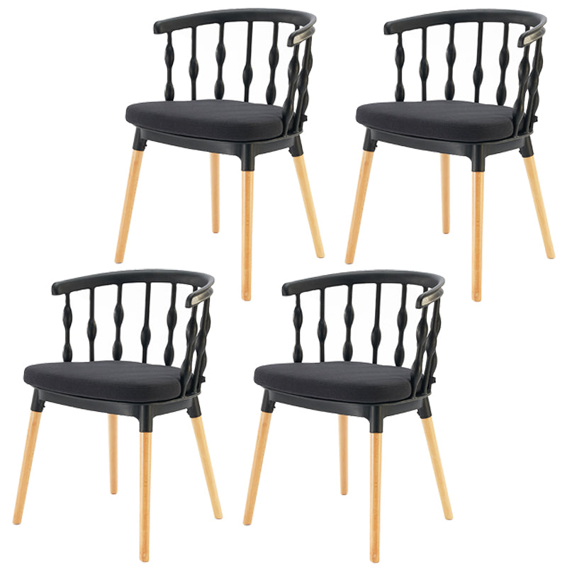 Scandinavian Beech Windsor Back Side Chair Candy Colors Wood Dining Chair (Set of 4) Black Clearhalo ' kitchen&dining_furn' 'Dining Chairs' 'Dining Tables & Seating' 'dining_chair' 'furn' 'furn_dining_chair' 'Furniture' 'furniture_dining_chair' 'Kitchen & Dining Furniture' 'kitchen' 4038397