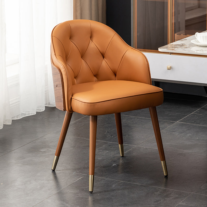 Glam Style Microfiber Leather Dining Chair Solid Back Arm Single Chair Orange Clearhalo ' kitchen&dining_furn' 'Dining Chairs' 'Dining Tables & Seating' 'dining_chair' 'furn' 'furn_dining_chair' 'Furniture' 'furniture_dining_chair' 'Kitchen & Dining Furniture' 'kitchen' 4038401