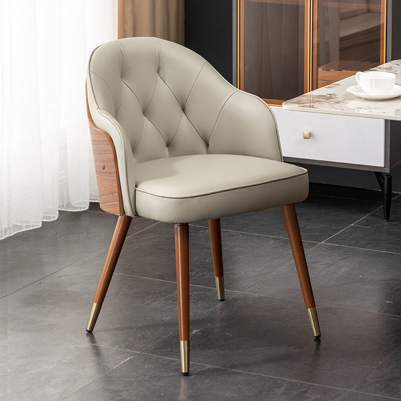 Glam Style Microfiber Leather Dining Chair Solid Back Arm Single Chair Khaki Clearhalo ' kitchen&dining_furn' 'Dining Chairs' 'Dining Tables & Seating' 'dining_chair' 'furn' 'furn_dining_chair' 'Furniture' 'furniture_dining_chair' 'Kitchen & Dining Furniture' 'kitchen' 4038402