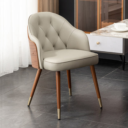 Glam Style Microfiber Leather Dining Chair Solid Back Arm Single Chair Khaki Clearhalo ' kitchen&dining_furn' 'Dining Chairs' 'Dining Tables & Seating' 'dining_chair' 'furn' 'furn_dining_chair' 'Furniture' 'furniture_dining_chair' 'Kitchen & Dining Furniture' 'kitchen' 4038402