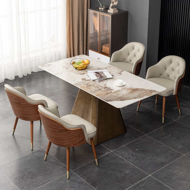 Glam Style Microfiber Leather Dining Chair Solid Back Arm Single Chair Clearhalo ' kitchen&dining_furn' 'Dining Chairs' 'Dining Tables & Seating' 'dining_chair' 'furn' 'furn_dining_chair' 'Furniture' 'furniture_dining_chair' 'Kitchen & Dining Furniture' 'kitchen' 4038407