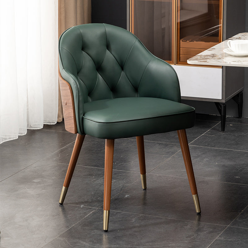 Glam Style Microfiber Leather Dining Chair Solid Back Arm Single Chair Green Clearhalo ' kitchen&dining_furn' 'Dining Chairs' 'Dining Tables & Seating' 'dining_chair' 'furn' 'furn_dining_chair' 'Furniture' 'furniture_dining_chair' 'Kitchen & Dining Furniture' 'kitchen' 4038408