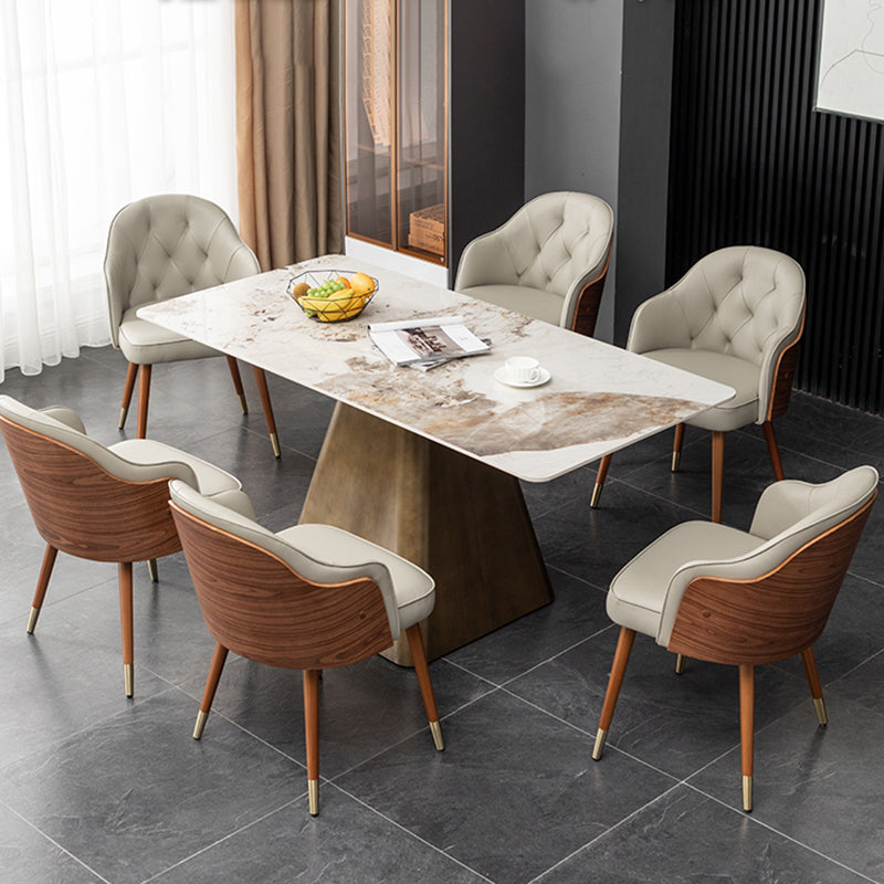 Glam Style Microfiber Leather Dining Chair Solid Back Arm Single Chair Clearhalo ' kitchen&dining_furn' 'Dining Chairs' 'Dining Tables & Seating' 'dining_chair' 'furn' 'furn_dining_chair' 'Furniture' 'furniture_dining_chair' 'Kitchen & Dining Furniture' 'kitchen' 4038415