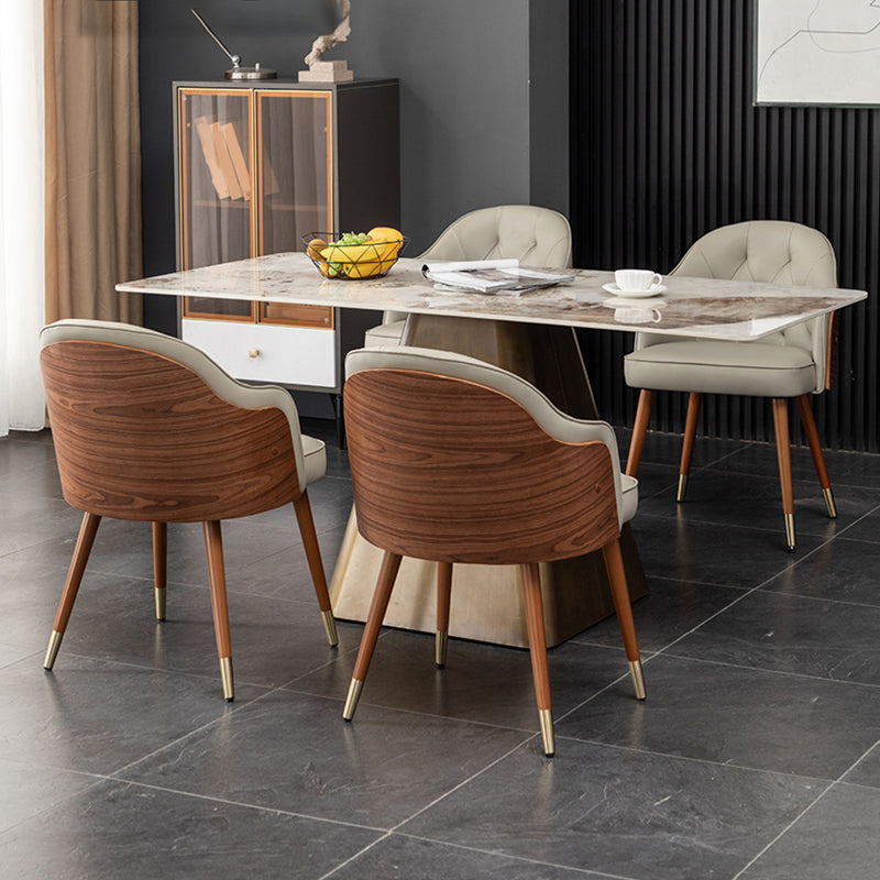 Glam Style Microfiber Leather Dining Chair Solid Back Arm Single Chair Clearhalo ' kitchen&dining_furn' 'Dining Chairs' 'Dining Tables & Seating' 'dining_chair' 'furn' 'furn_dining_chair' 'Furniture' 'furniture_dining_chair' 'Kitchen & Dining Furniture' 'kitchen' 4038416