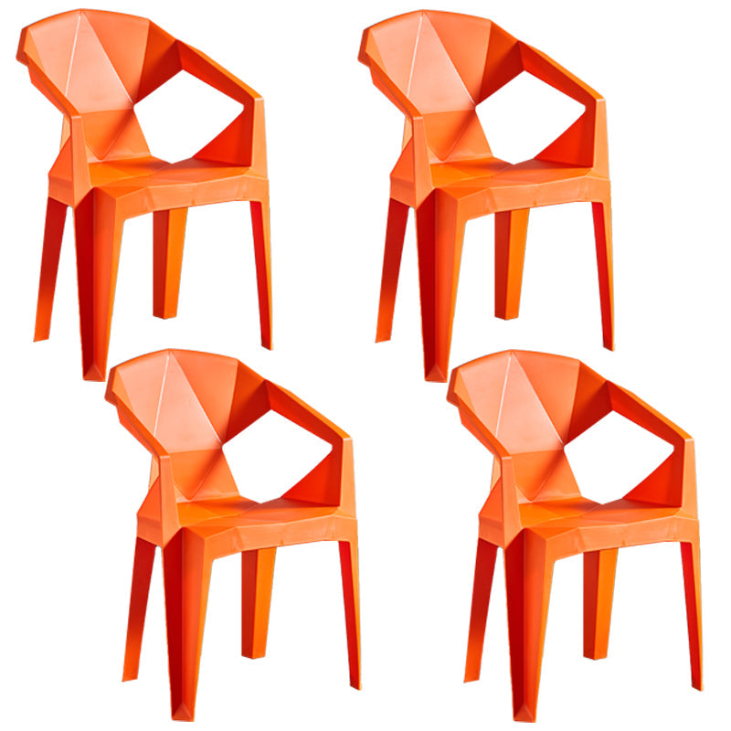 Modern Style Slat Back Stacking Side Chair Plastic Dining Arm Chairs for Home Use Orange 4 Piece Set Clearhalo ' kitchen&dining_furn' 'Dining Chairs' 'Dining Tables & Seating' 'dining_chair' 'furn' 'furn_dining_chair' 'Furniture' 'furniture_dining_chair' 'Kitchen & Dining Furniture' 'kitchen' 4038448