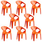 Modern Style Slat Back Stacking Side Chair Plastic Dining Arm Chairs for Home Use Orange 8 Piece Set Clearhalo ' kitchen&dining_furn' 'Dining Chairs' 'Dining Tables & Seating' 'dining_chair' 'furn' 'furn_dining_chair' 'Furniture' 'furniture_dining_chair' 'Kitchen & Dining Furniture' 'kitchen' 4038449