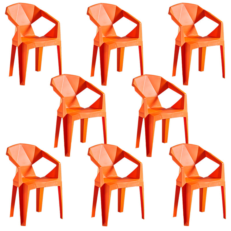 Modern Style Slat Back Stacking Side Chair Plastic Dining Arm Chairs for Home Use Orange 8 Piece Set Clearhalo ' kitchen&dining_furn' 'Dining Chairs' 'Dining Tables & Seating' 'dining_chair' 'furn' 'furn_dining_chair' 'Furniture' 'furniture_dining_chair' 'Kitchen & Dining Furniture' 'kitchen' 4038449